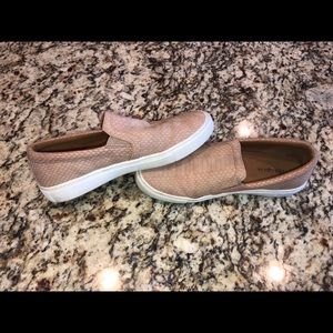 snake skin slip ons